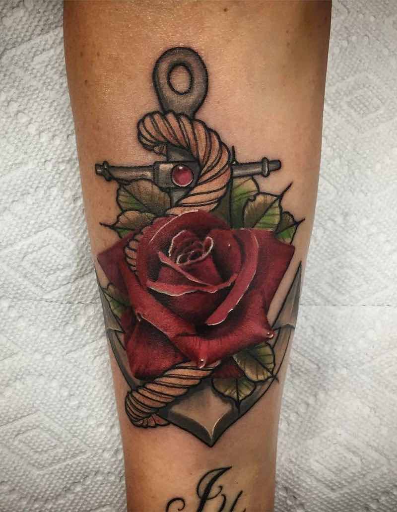 Rose and Anchor Tattoo by Kendall