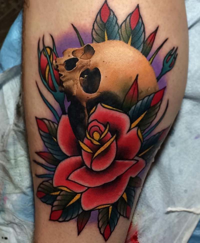 Rose and Skull Tattoo by John Barrett