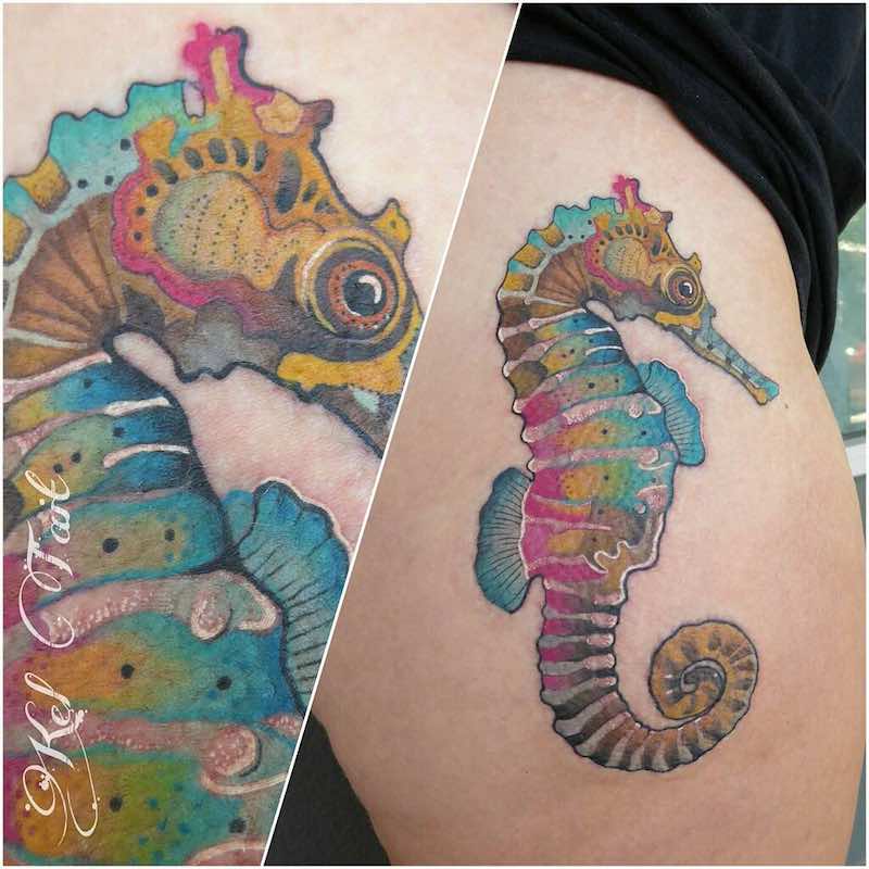 Seahorse Tattoo by Kel Tait