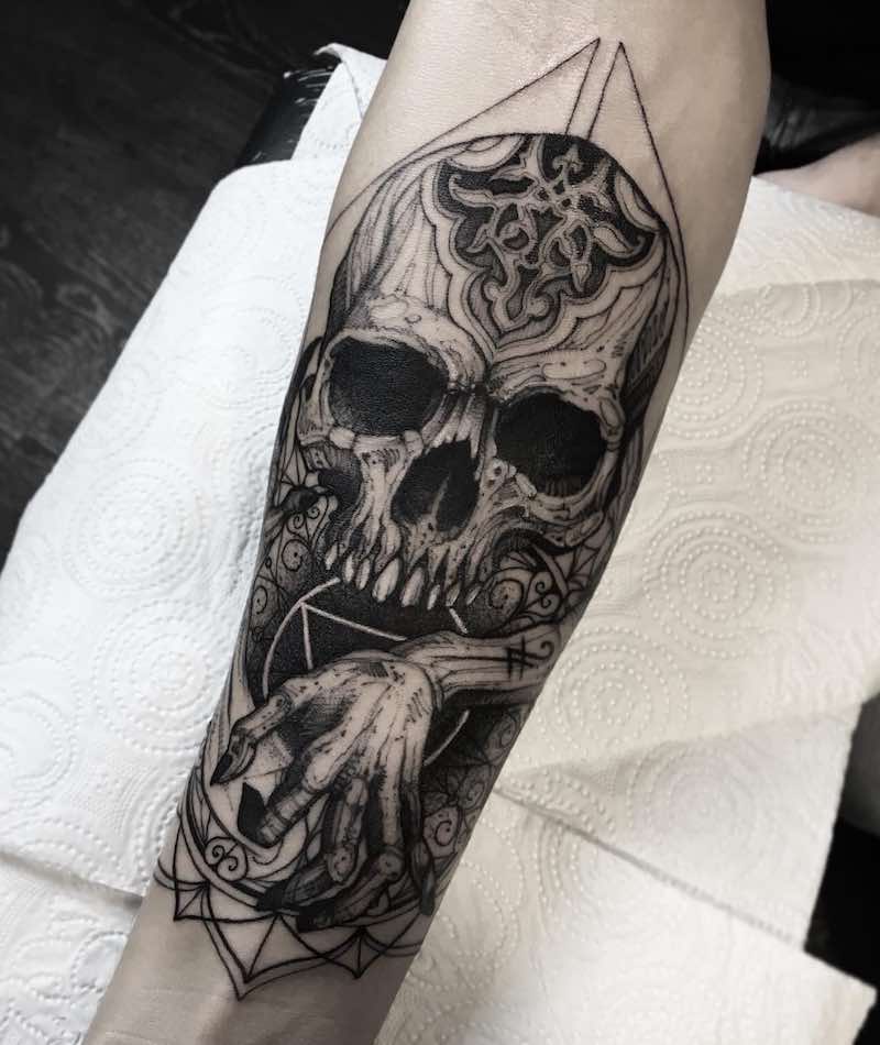 Skull Tattoo by Dmitriy Tkach