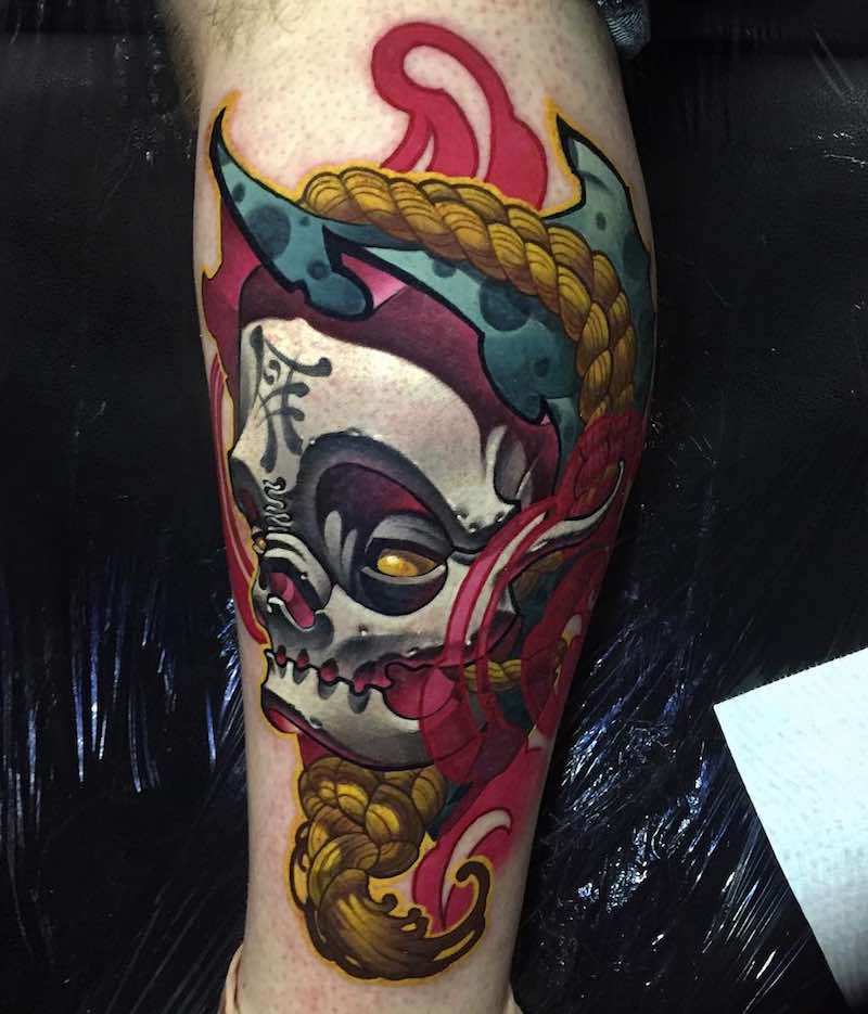 Skull Tattoo by Mads Thill