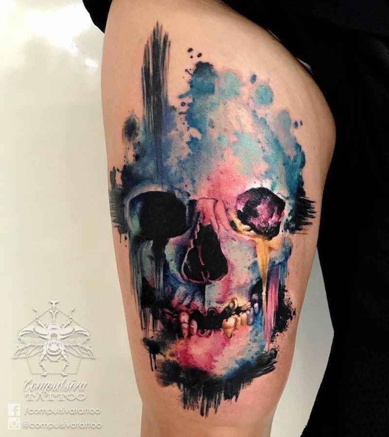 Skull Tattoo by Mayara Compulsiva