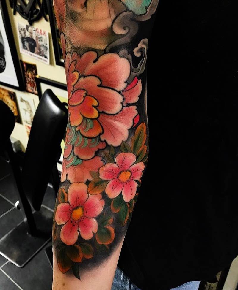 Sleeve Cherry Blossom Tattoo by Max Rathbone