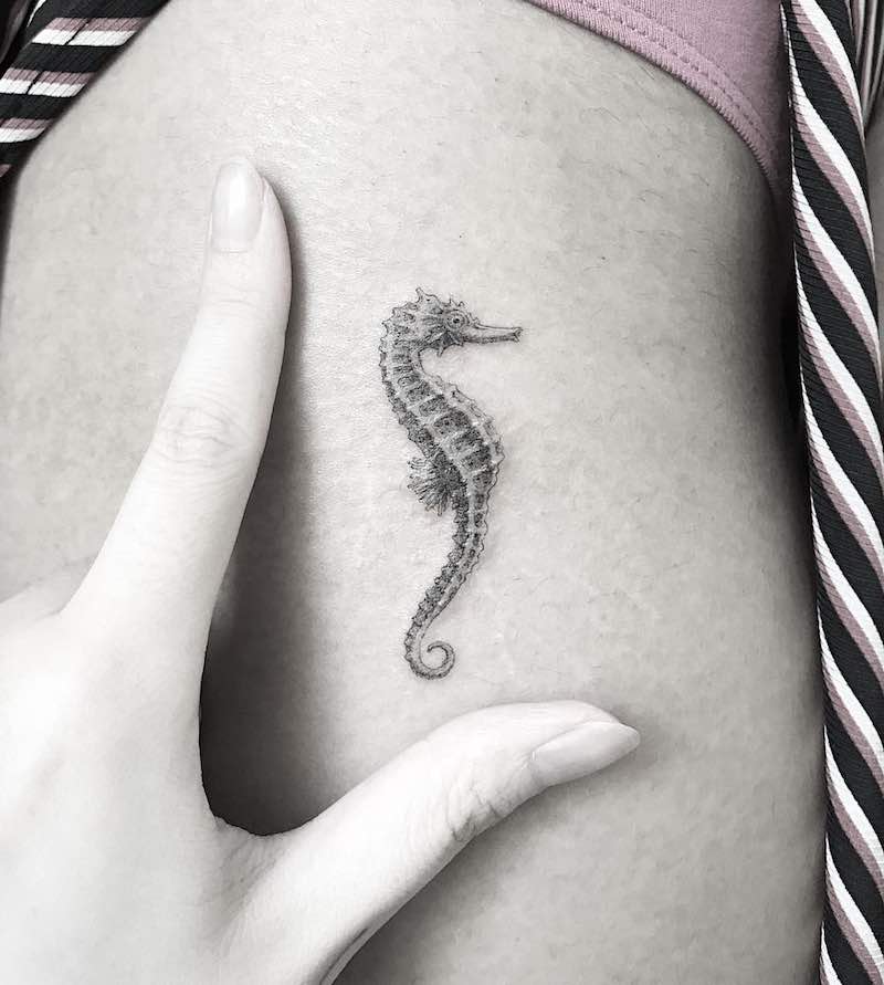 Small Seahorse Tattoo by Panta Choi