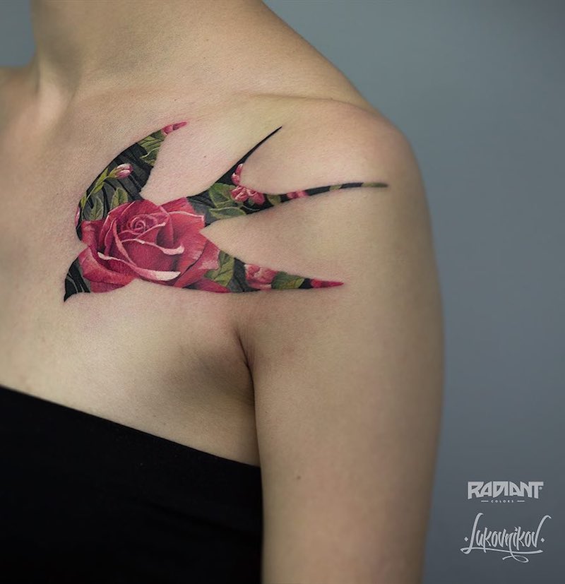 Swallow Tattoo by Andrey Lukovnikov