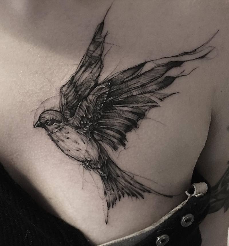 Swallow Tattoo by Bk Tattooer