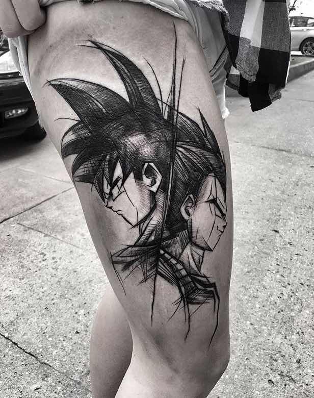 Vegeta and Goku Tattoo by Inez Janiak