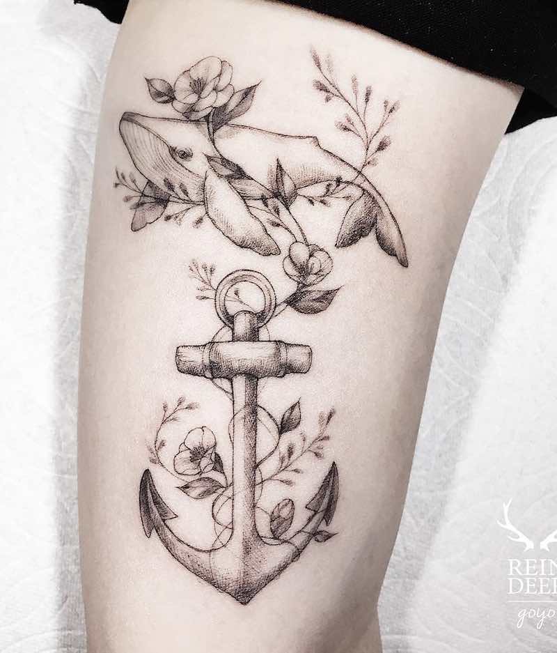 Whale and Anchor Tattoo by Goyo