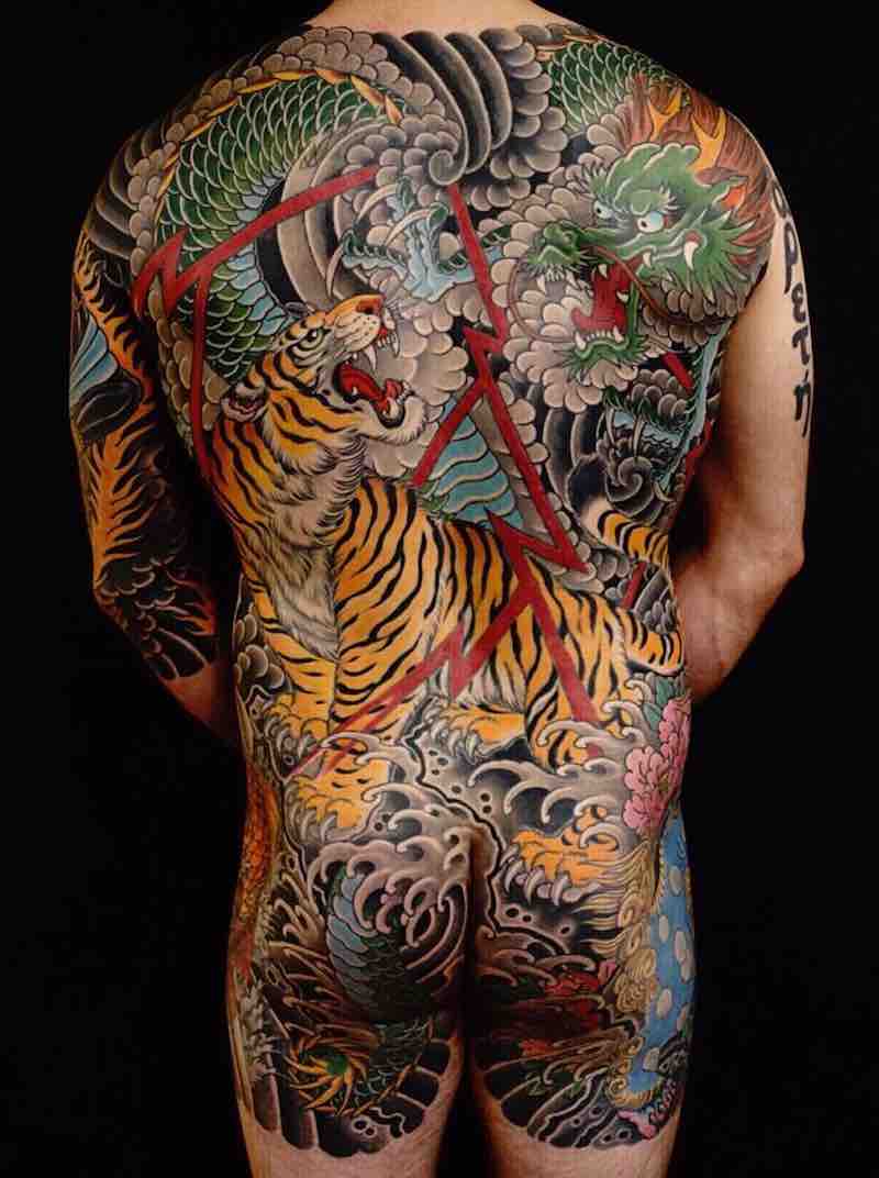 Back Japanese Tattoo by Damien Rodriguez and Chris Garver