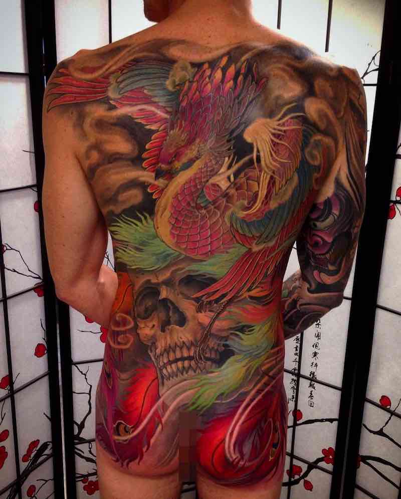 Back Phoenix Tattoo by Kostas Tzikalagias