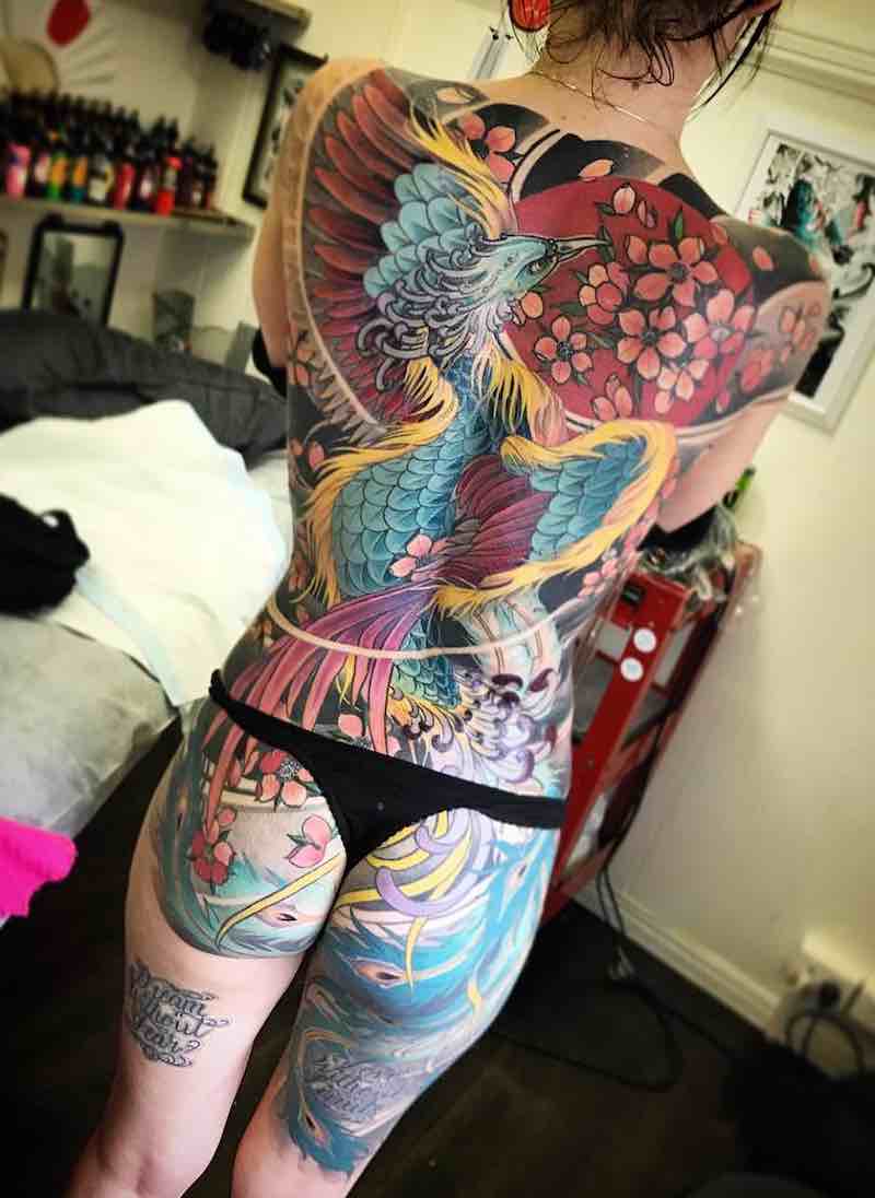 Back Phoenix Tattoo by horisalami