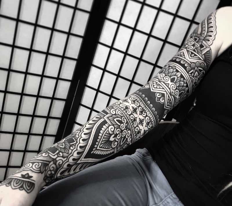 Black and Grey Sleeve Tattoo by Jack Peppiette