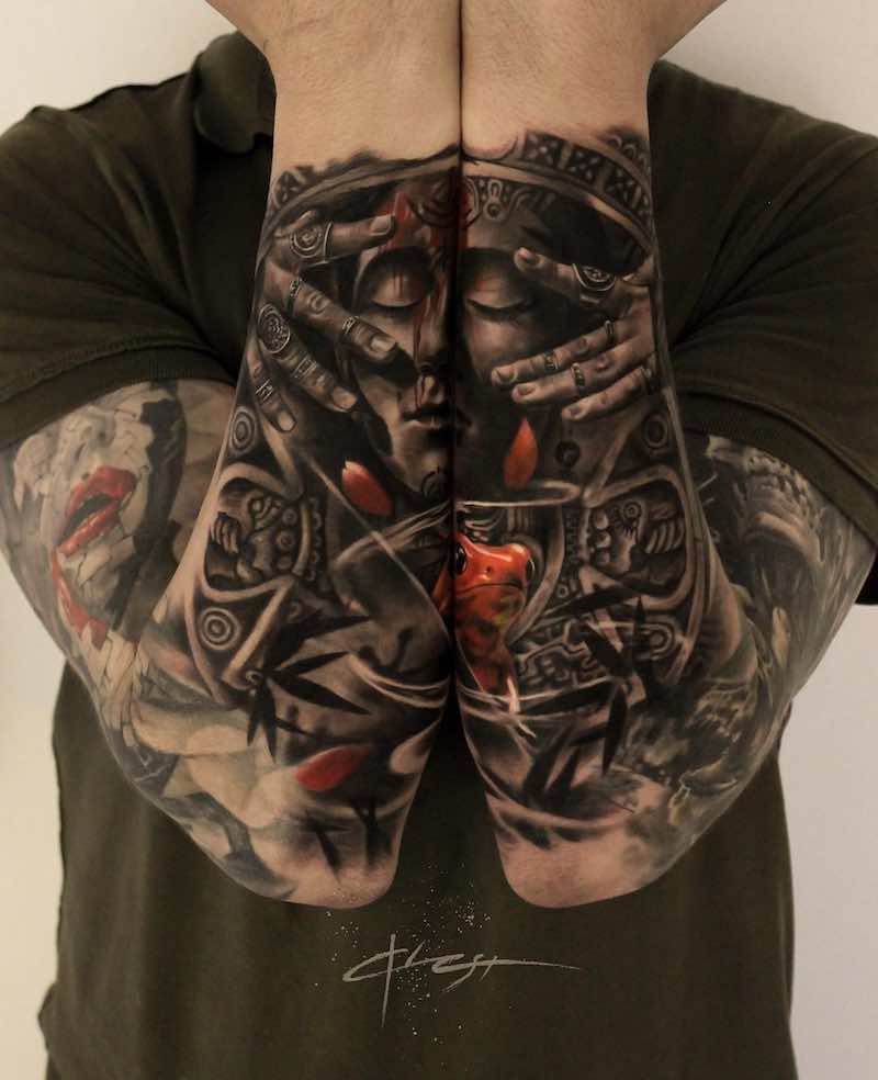Black and Grey Sleeve Tattoos by Gary Mossman