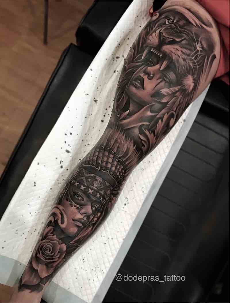 Black and Grey Tattoo Sleeve by Dode Pras