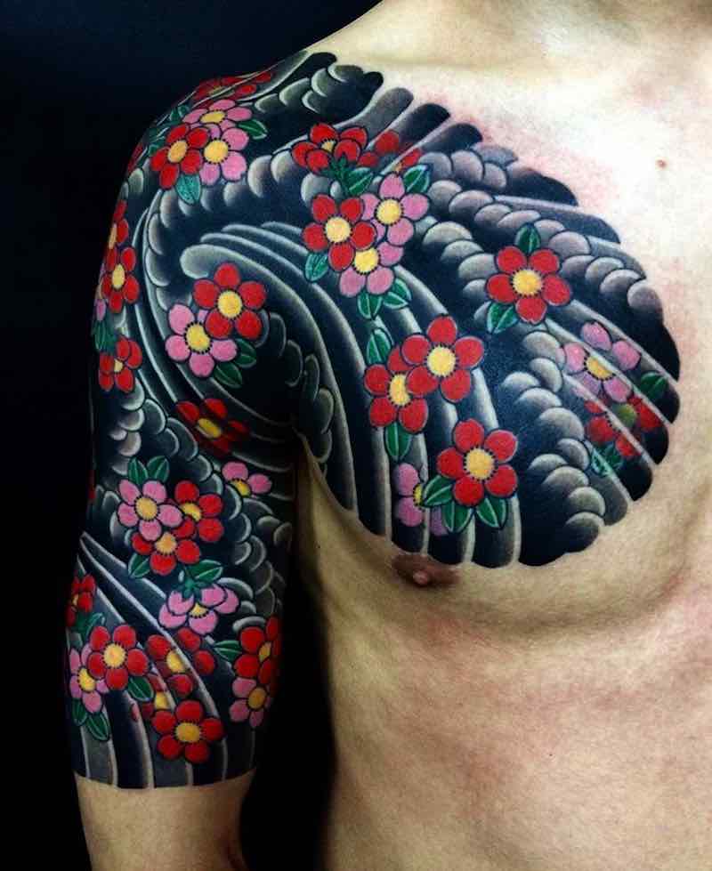 Cherry Blossom Half Sleeve Tattoo by Hori Hide