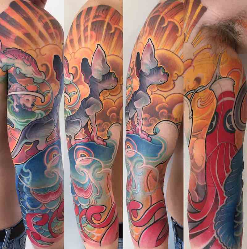 Color Tattoo Sleeve by Logan Barracuda