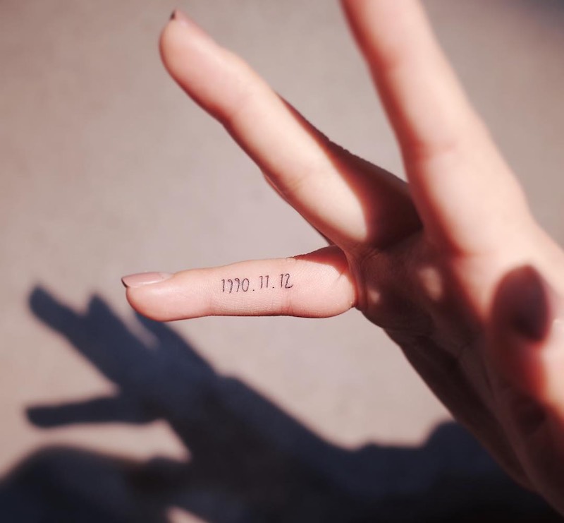 Date on Finger Tattoo by Witty Button