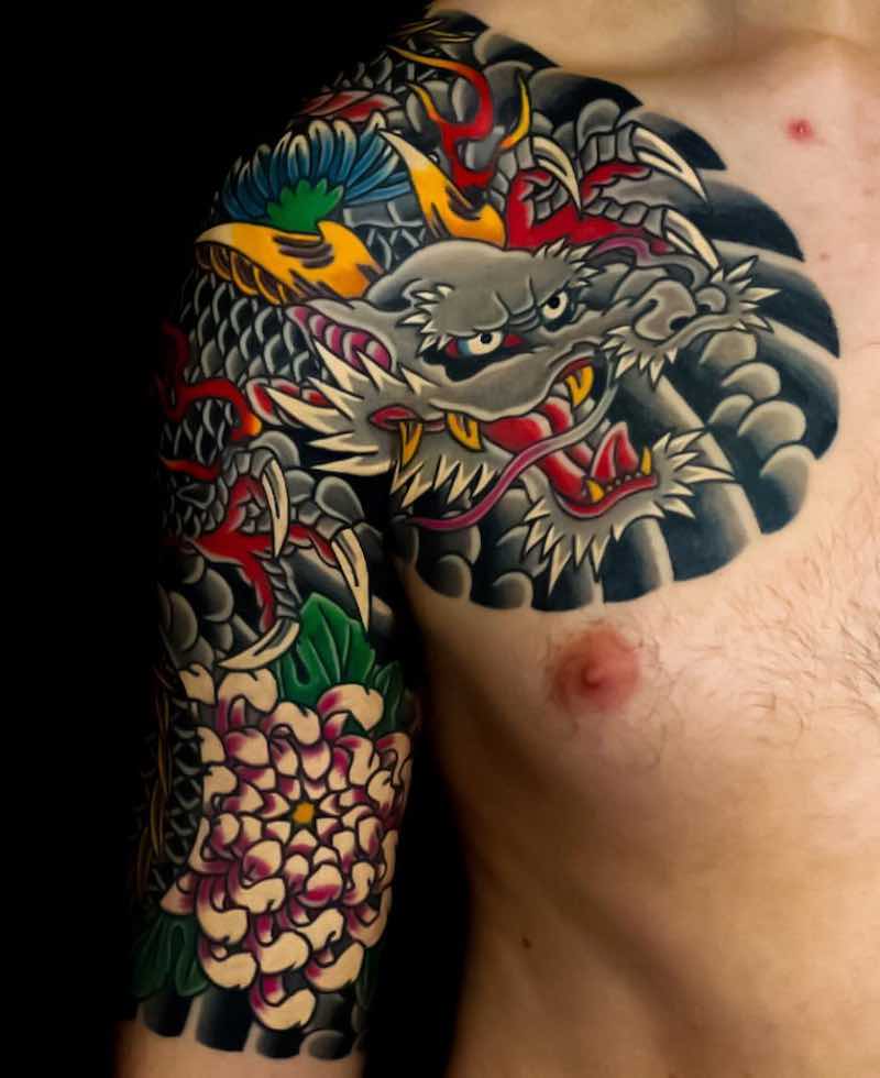 Dragon Half Sleeve Japanese Tattoo by Shunho