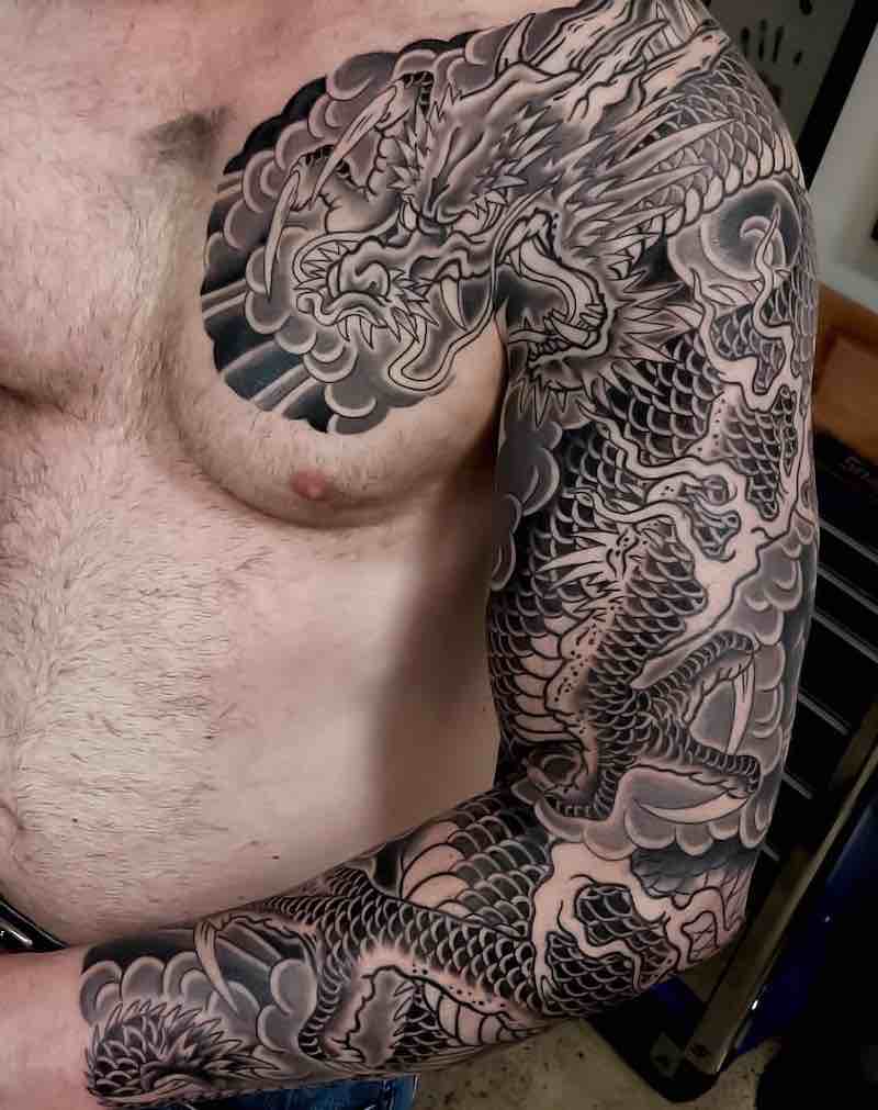 Dragon Japanese Sleeve Tattoo by Ian Hilz