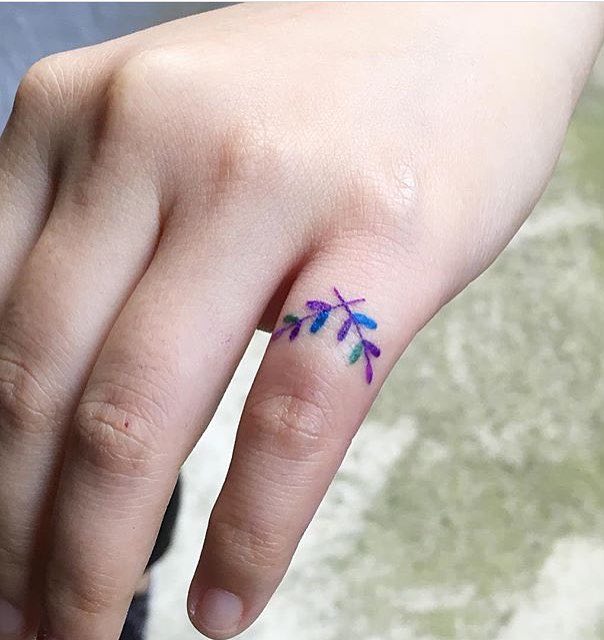 Ferns Small Finger Tattoo by Zihee