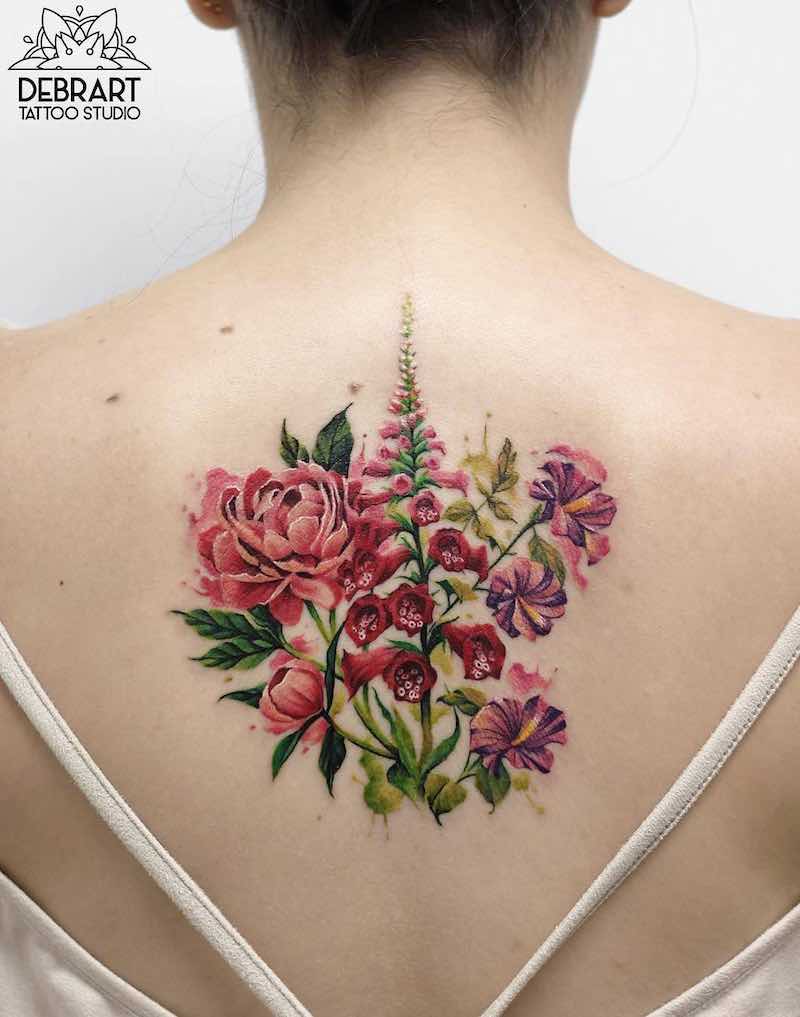 Flower Back Tattoos for Women by Deborah Genchi