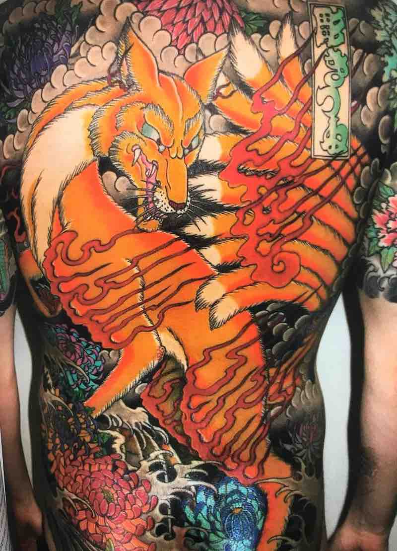 Fox Back Japanese Tattoo by Holy Fox