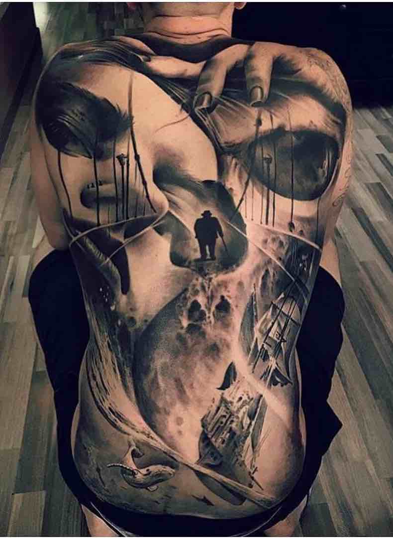 Full Mens Back Tattoos by Ezequiel Samuraii