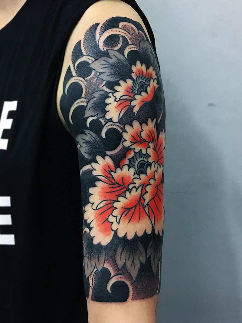 Half Sleeve Japanese Tattoo by Caio Pineiro