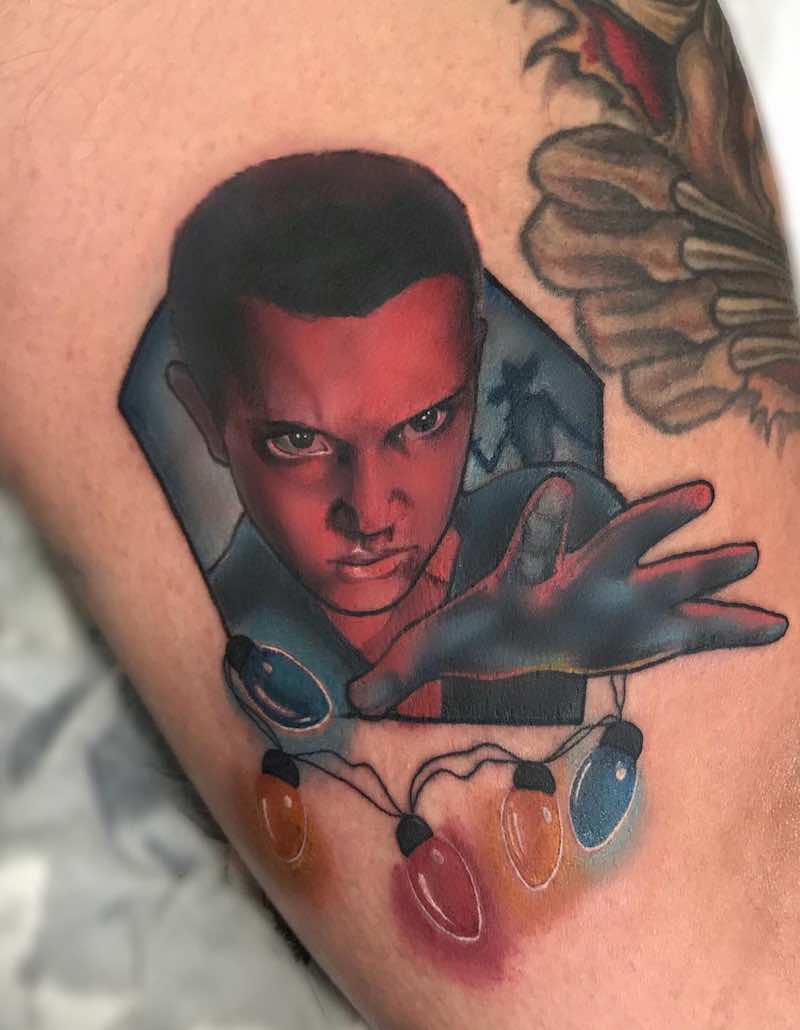 Lights and Eleven Stranger Things Tattoo by Raquel Escudero