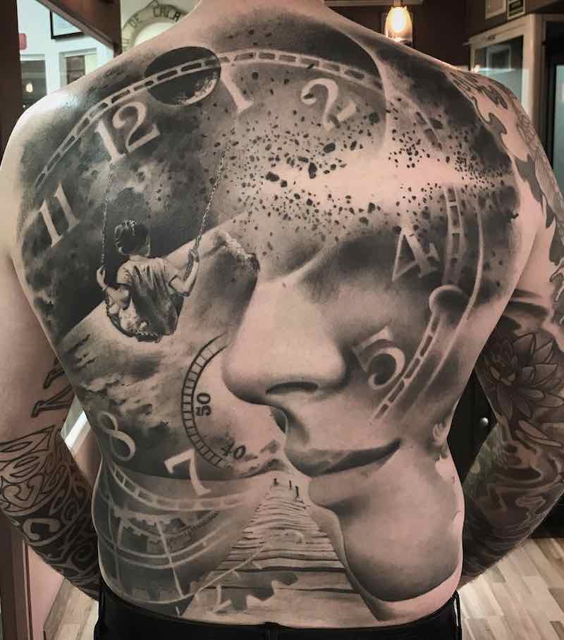 Mens Back Tattoo by Ezequiel Samuraii