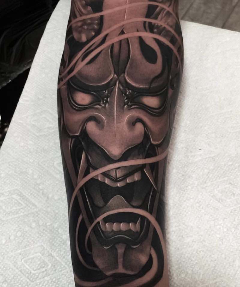 Oni Mask Japanese Tattoo by Wilson Pan