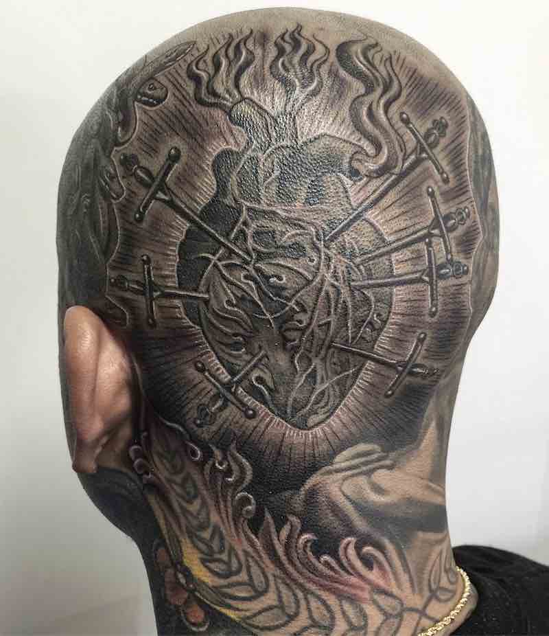 Sacred Heart Head Tattoo by Julius Cvesar