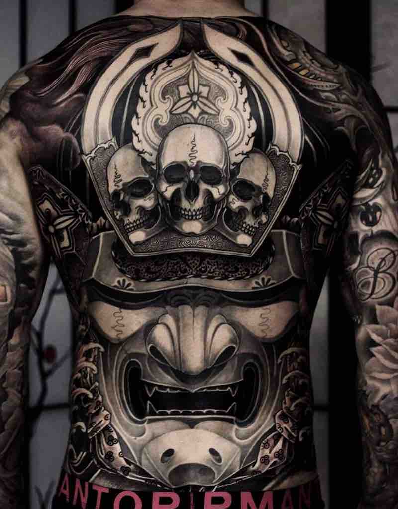 Samurai Back Tattoo by Kostas Tzikalagias