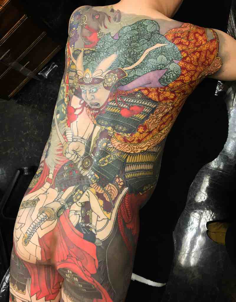 Samurai Back Tattoo by Shige