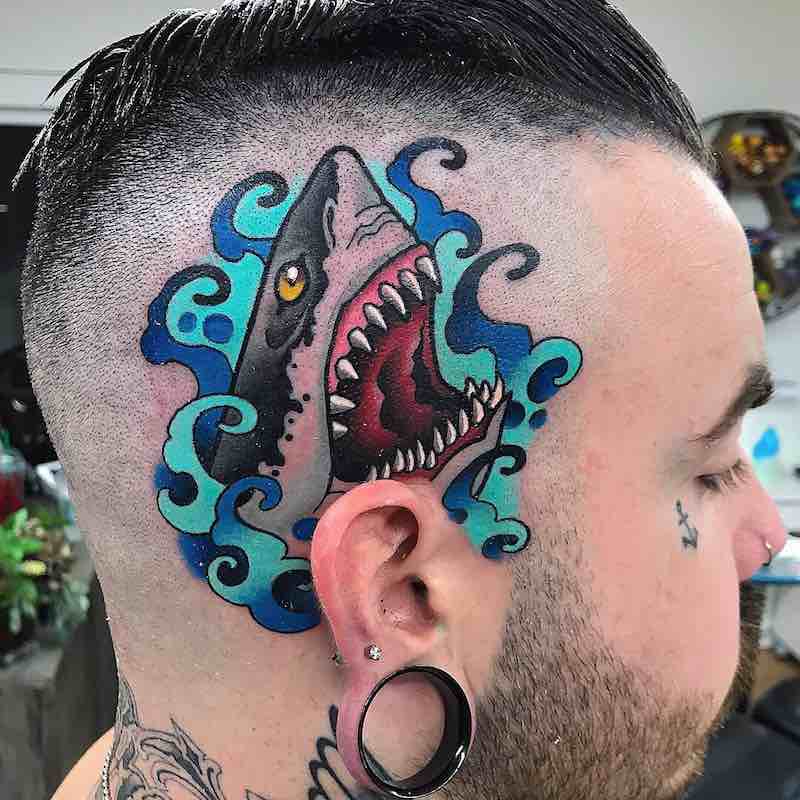 Shark Head Tattoo by Jake Shipwreck
