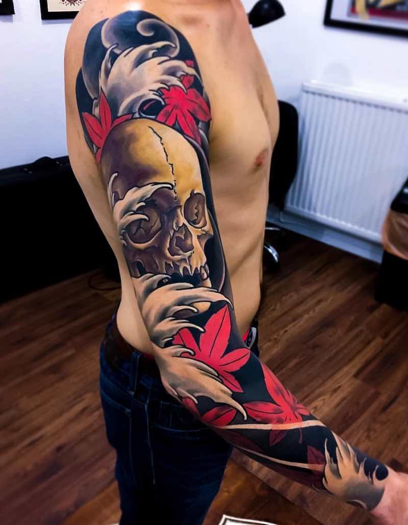 Skull Japanese Tattoo by Joe Carpenter