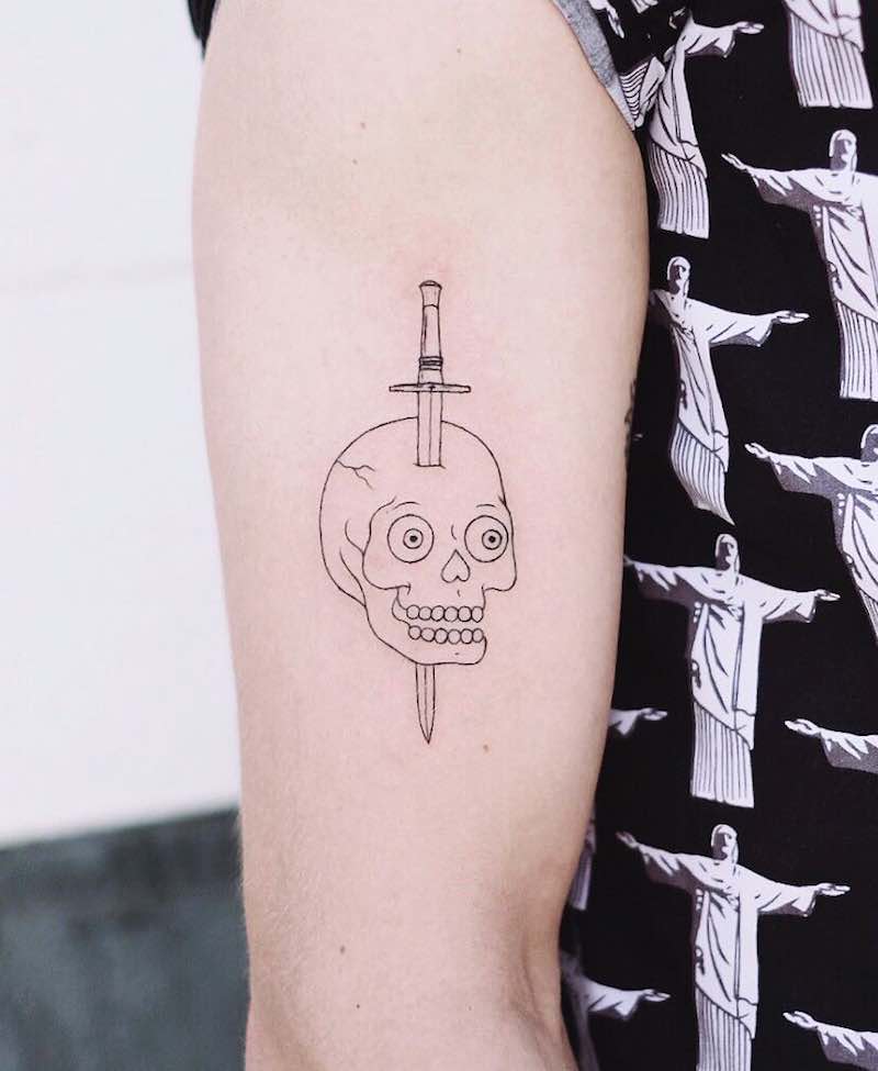 Skull and Dagger Simple Tattoo by Caitlin Thomas