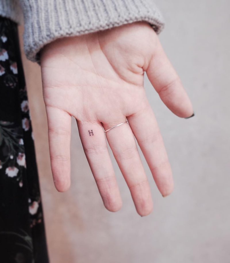 Small Letter H Finger Tattoo by Witty Button