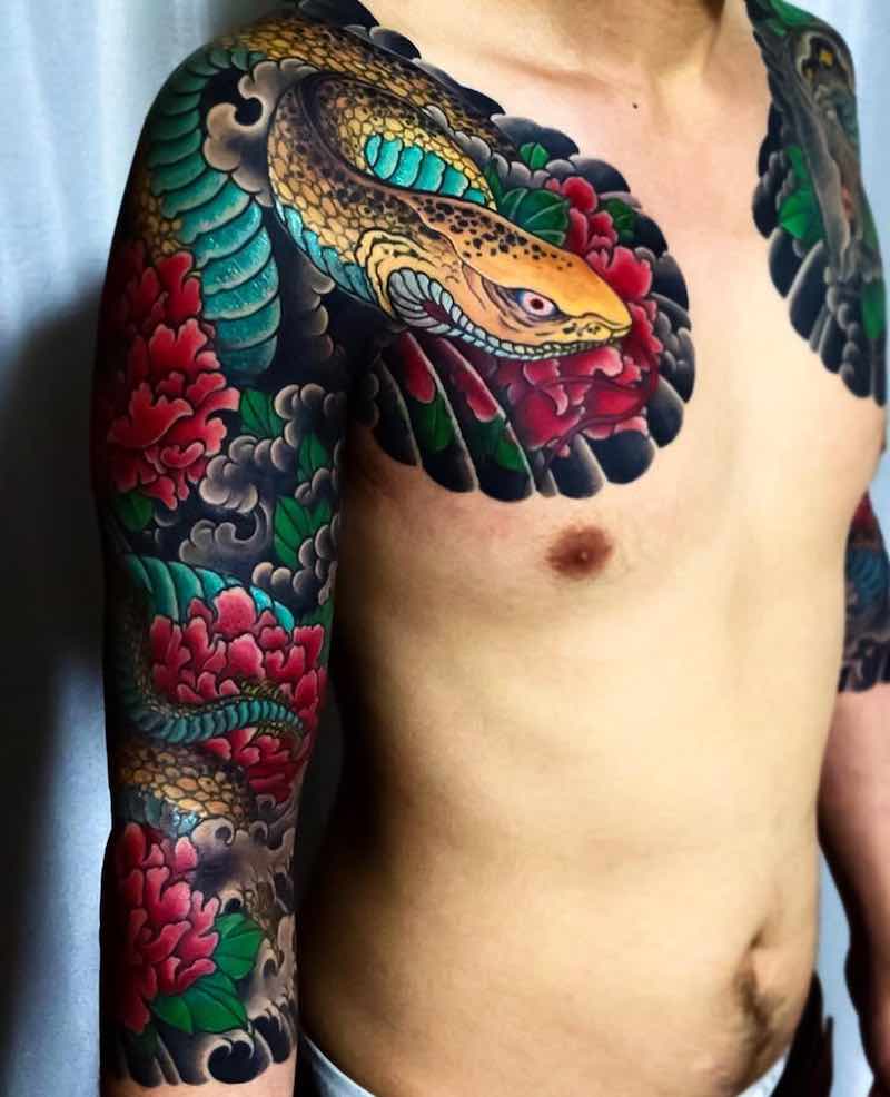 Snake Japanese Tattoo by Horifuji