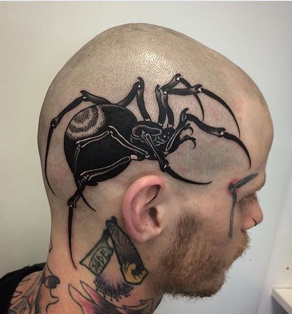 Spider Head Tattoo by Roger Moore
