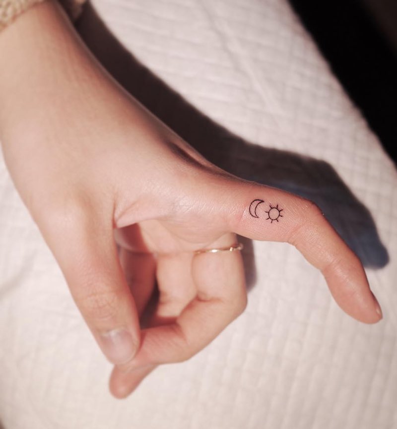 Sun and Moon Finger Tattoo by Witty Button