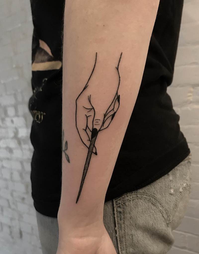 Wand Simple Tattoo by Cate Webb