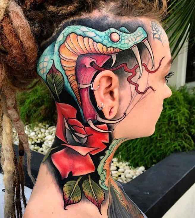 Womans Snake Head TattooJes Strickler