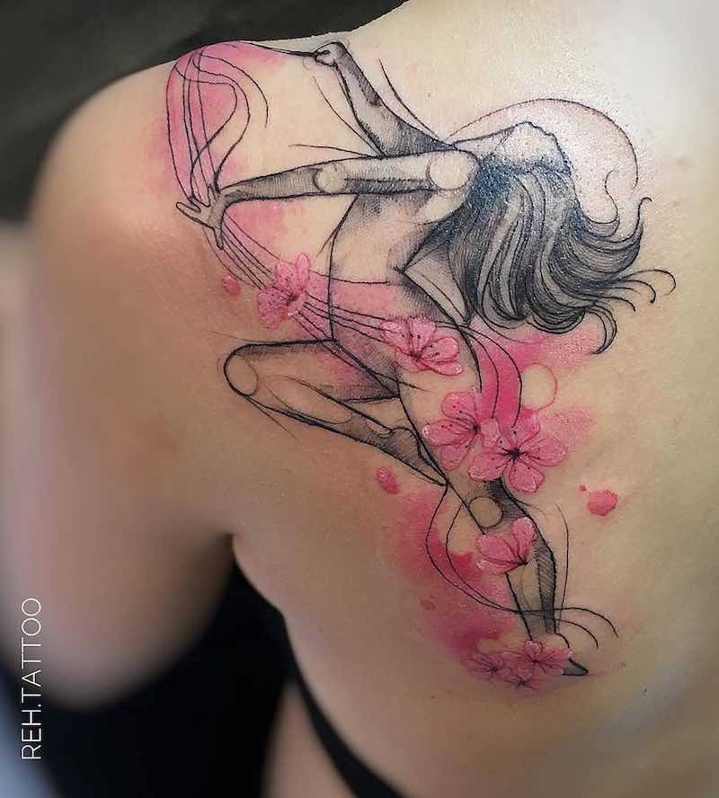 Womens Back Shoulder Tattoos by Renata