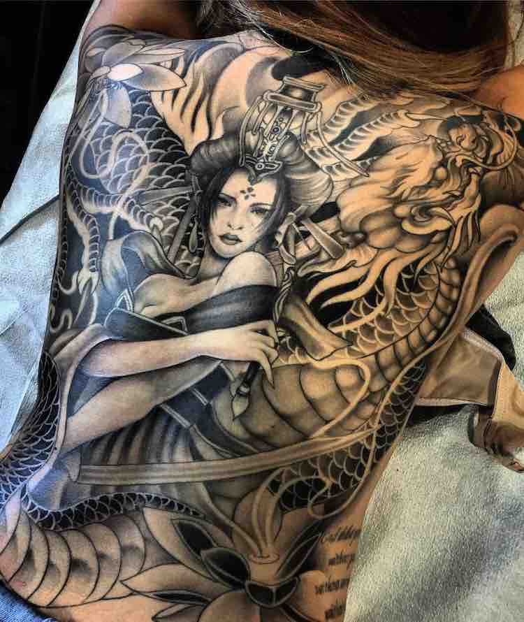 Womens Back Tattoo by Charles Ong