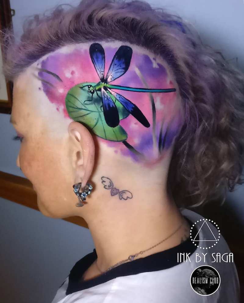 Womens Dragon Fly Head Tattoo by Saga Anderson