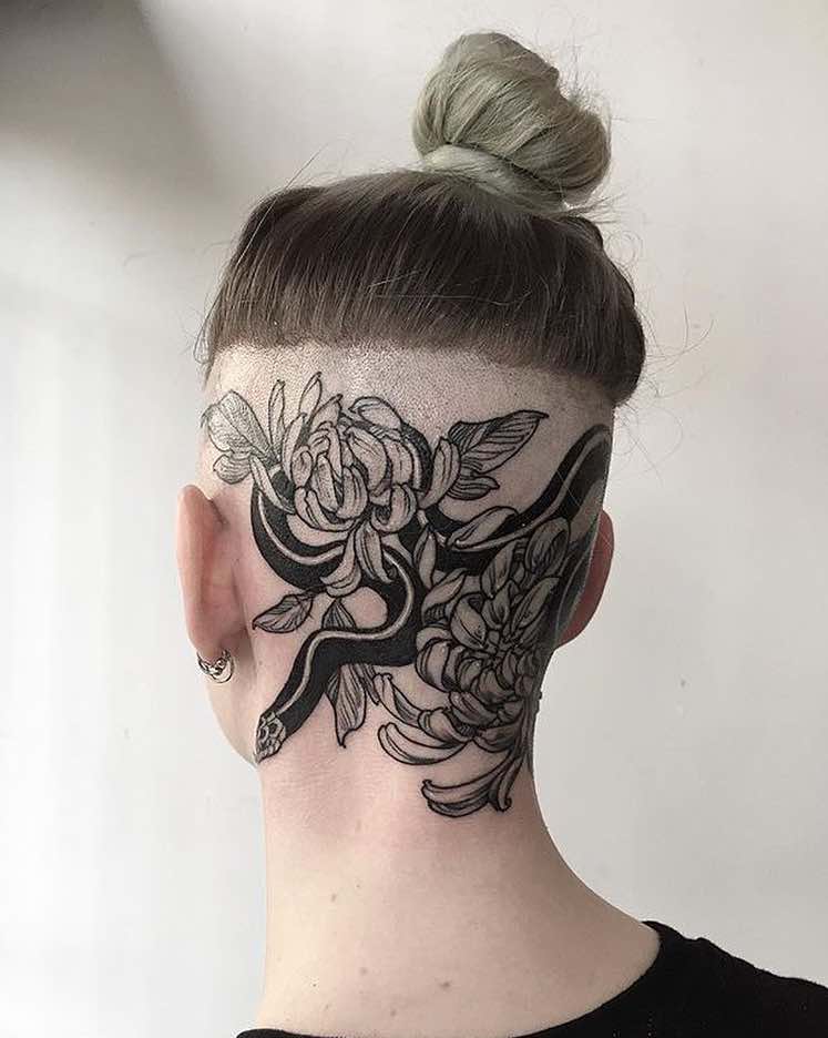 Womens Head Tattoo by Shannon Elliott