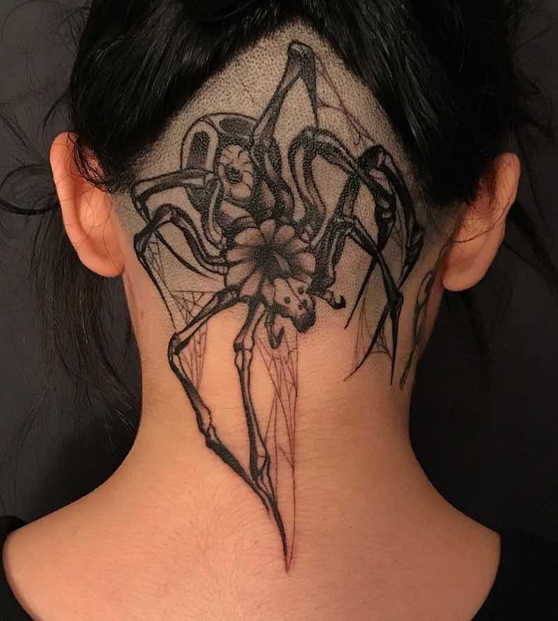 Womens Spider Head Tattoo by Unfeeling Ghost
