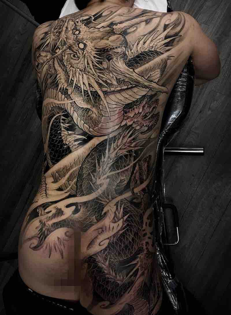 Dragon Back Tattoo by Tony Hu