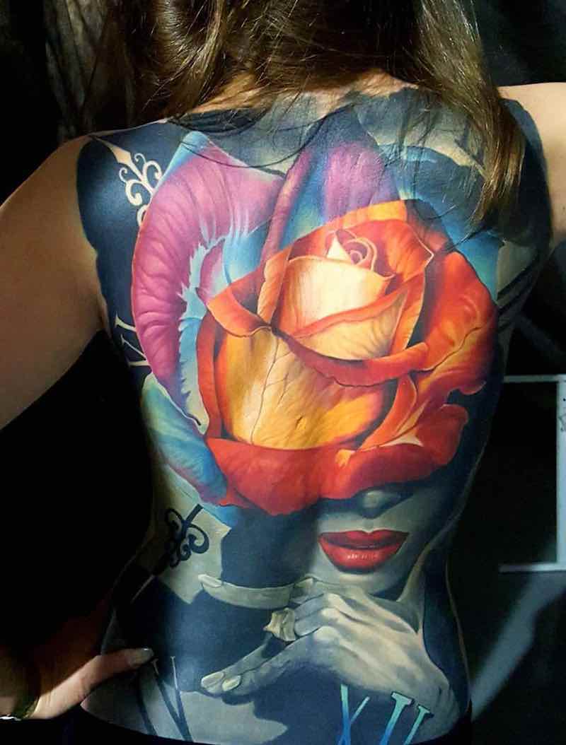 Womens Back Tattoo by Vasilii Suvorov